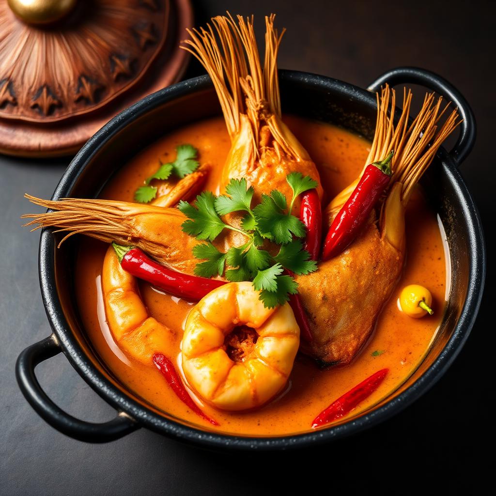 Fish and king prawn curry