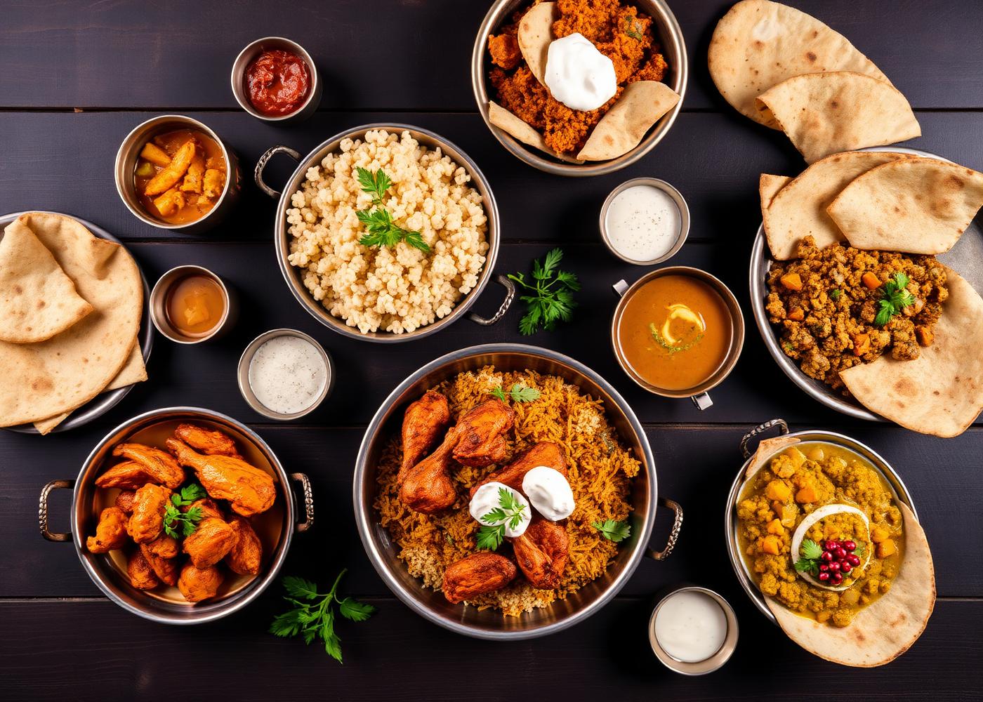 Assorted Indian dishes on the pass